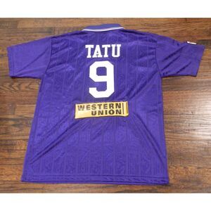 Vintage Lotto Dallas  Tatu 9 Shiny Purple Soccer Jersey Mens Size Large